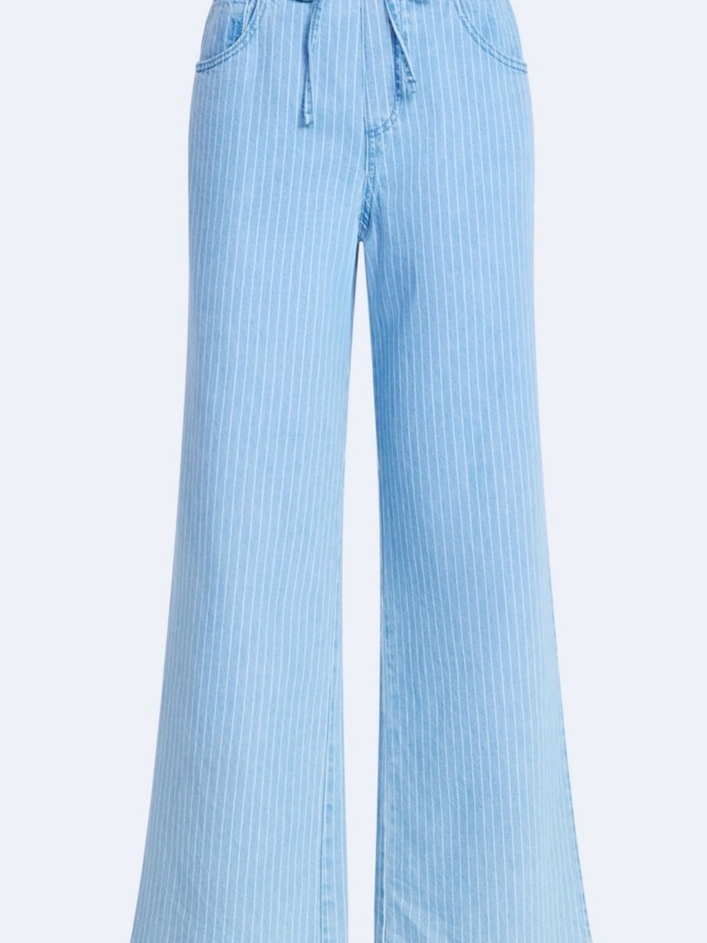 Light Blue Pinstripe Wide-Leg Jeans